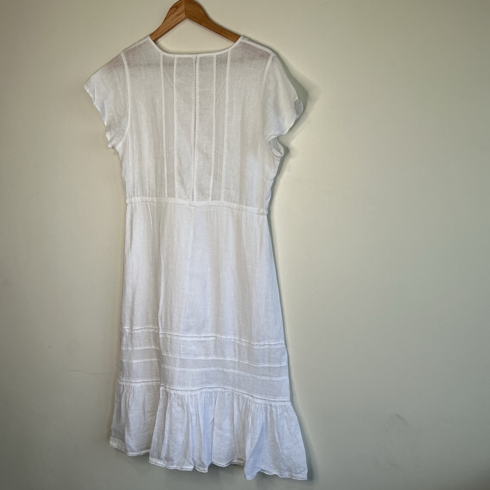 Rails White Kiki Midi Dress Linen Blend V-Neck Button Front Boho Clean Summer - Picture 7 of 9